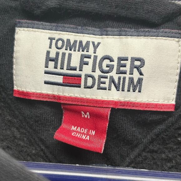 Hilfiger Denim, Red White Blue Logo Sweatshirt, Navy Blue Hoodie, Unisex Size M - Picture 3 of 5